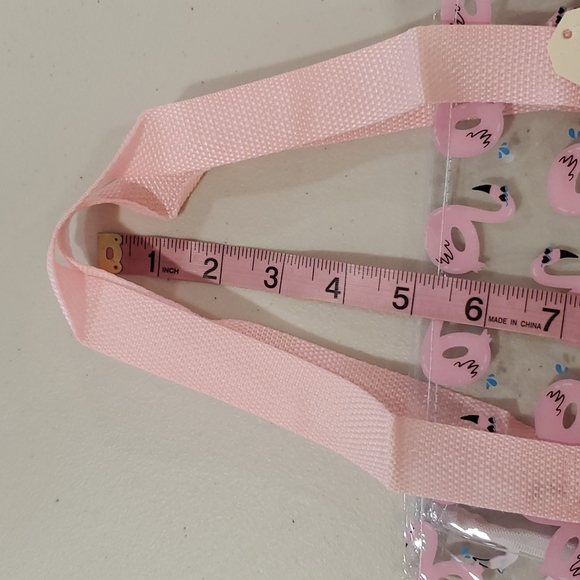 •Flamingo themed clear tote bag•pink handles•beach•tropical•NWT• - Picture 4 of 16